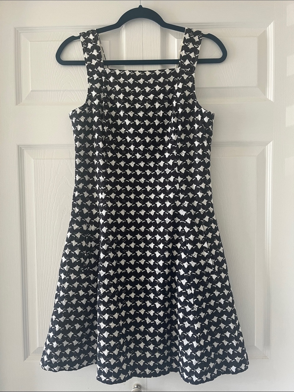 Theory Black and White Patterned Fit-and-Flare Dress